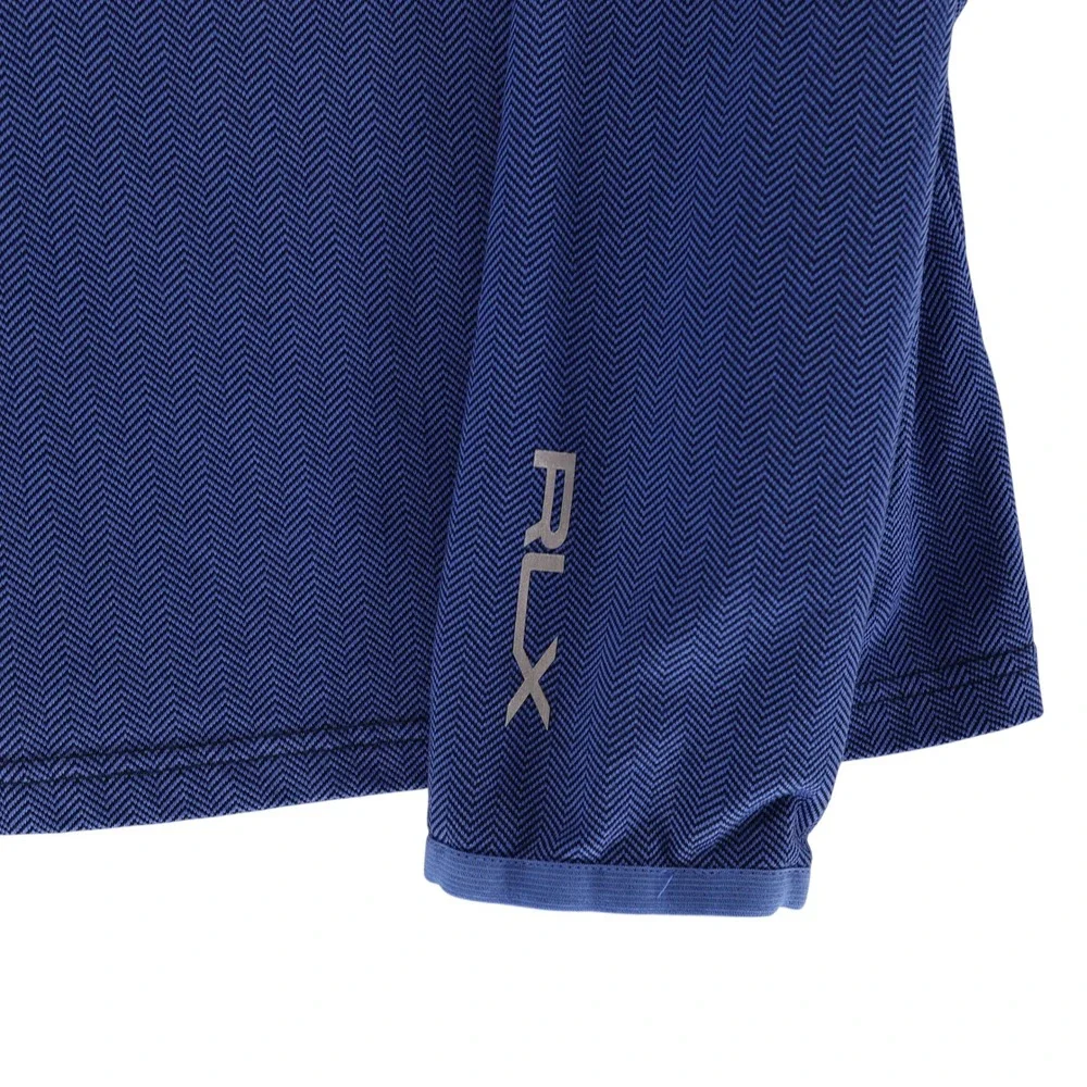 RLX Ralph Lauren Mens Blue Herringbone Quarter Zip Pullover Jacket Size Medium - Picture 10 of 10